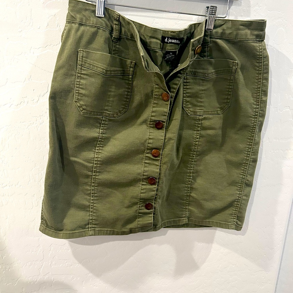 D.Jeans Women's Olive Button-Front Skirt Size 16